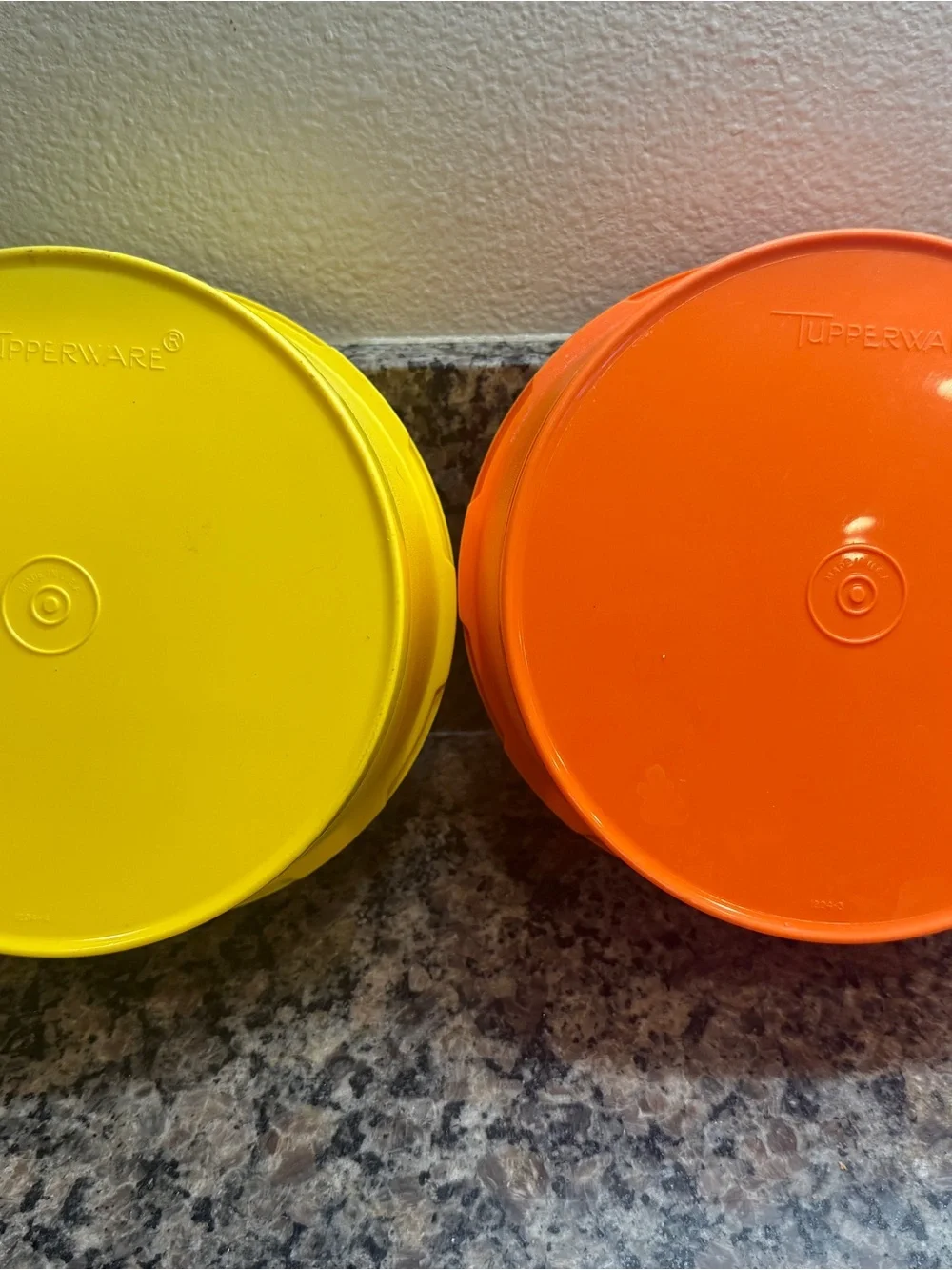 Tupperware Orange and Yellow Round Food Storage Containers